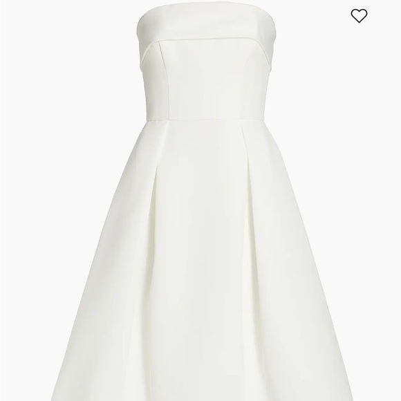 Amsale Dresses & Skirts - Amsale White Strapless A-Line Pleated Fit-&-Flare Midi-Dress